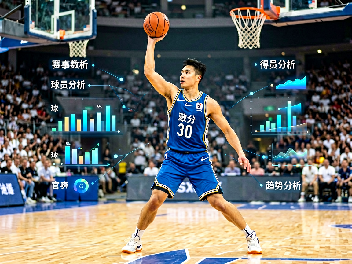 篮球赛事数据统计展示，球员得分篮板助攻数据可视化呈现